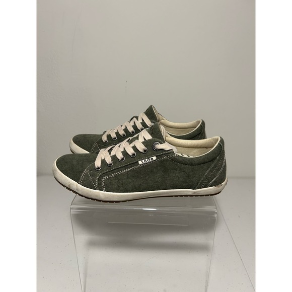 Taos Star Womens 9 Green White Shoes Sneakers Canvas Casual Lace Up Low Top - Picture 8 of 13